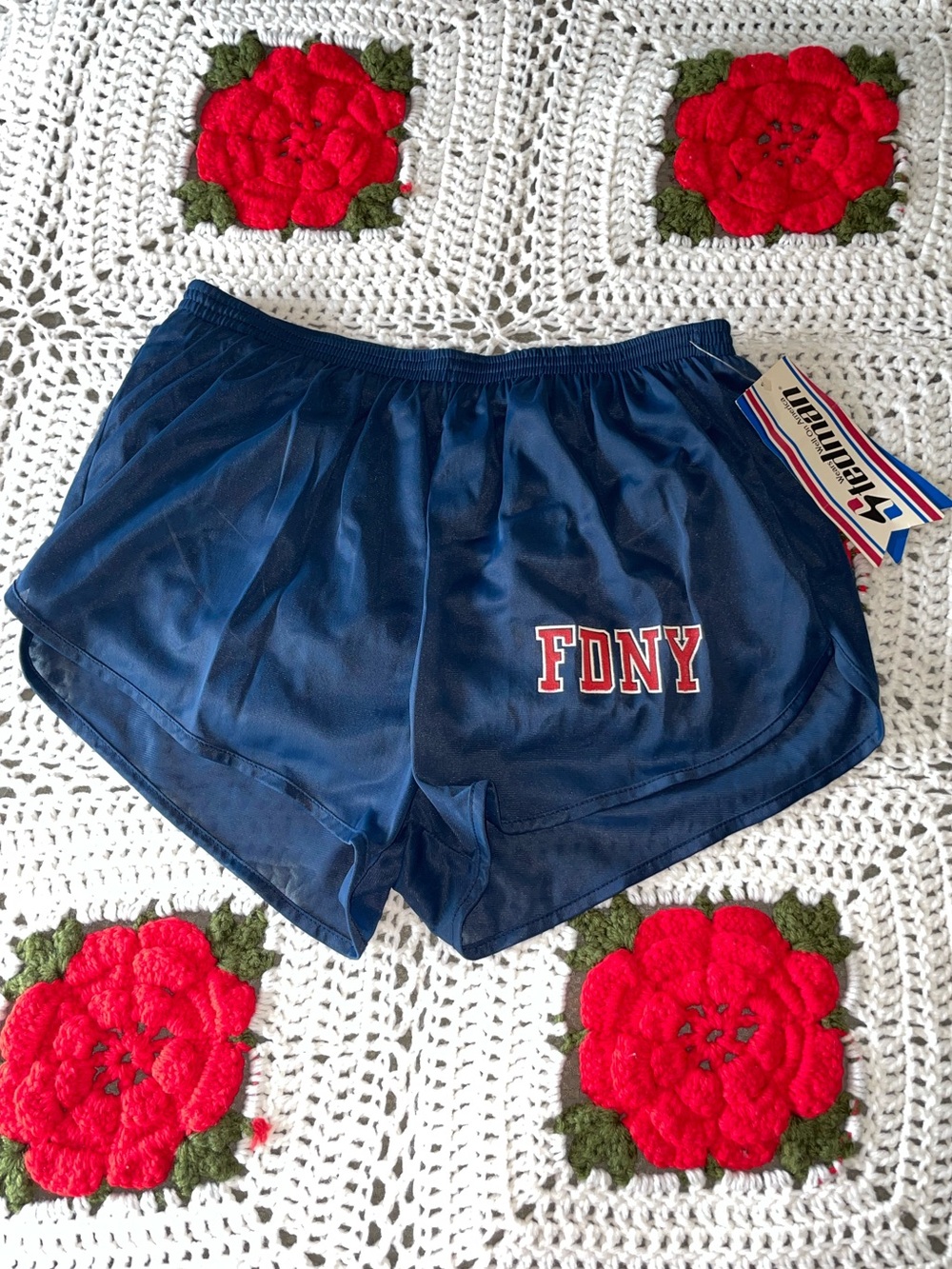 Vintage FDNY Silkie Running Shorts - Navy Athletic Retro Ranger Panties 1984